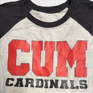 CUM Cardinals 3/4 Sleeve Raglan Tee - Red and Gray